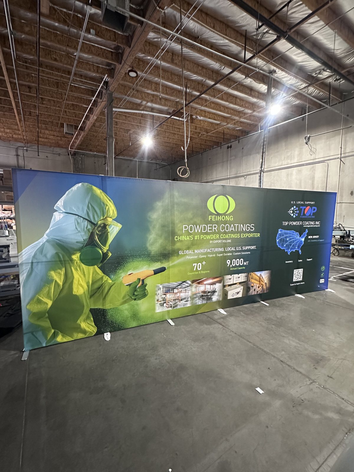Top Powder Coating - 20 ft SEG fabric booth wall