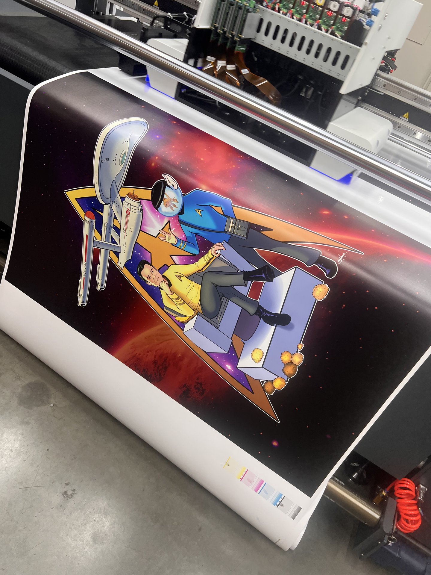 Custom die-cut vinyl stickers and decals produced on the wide-format printer