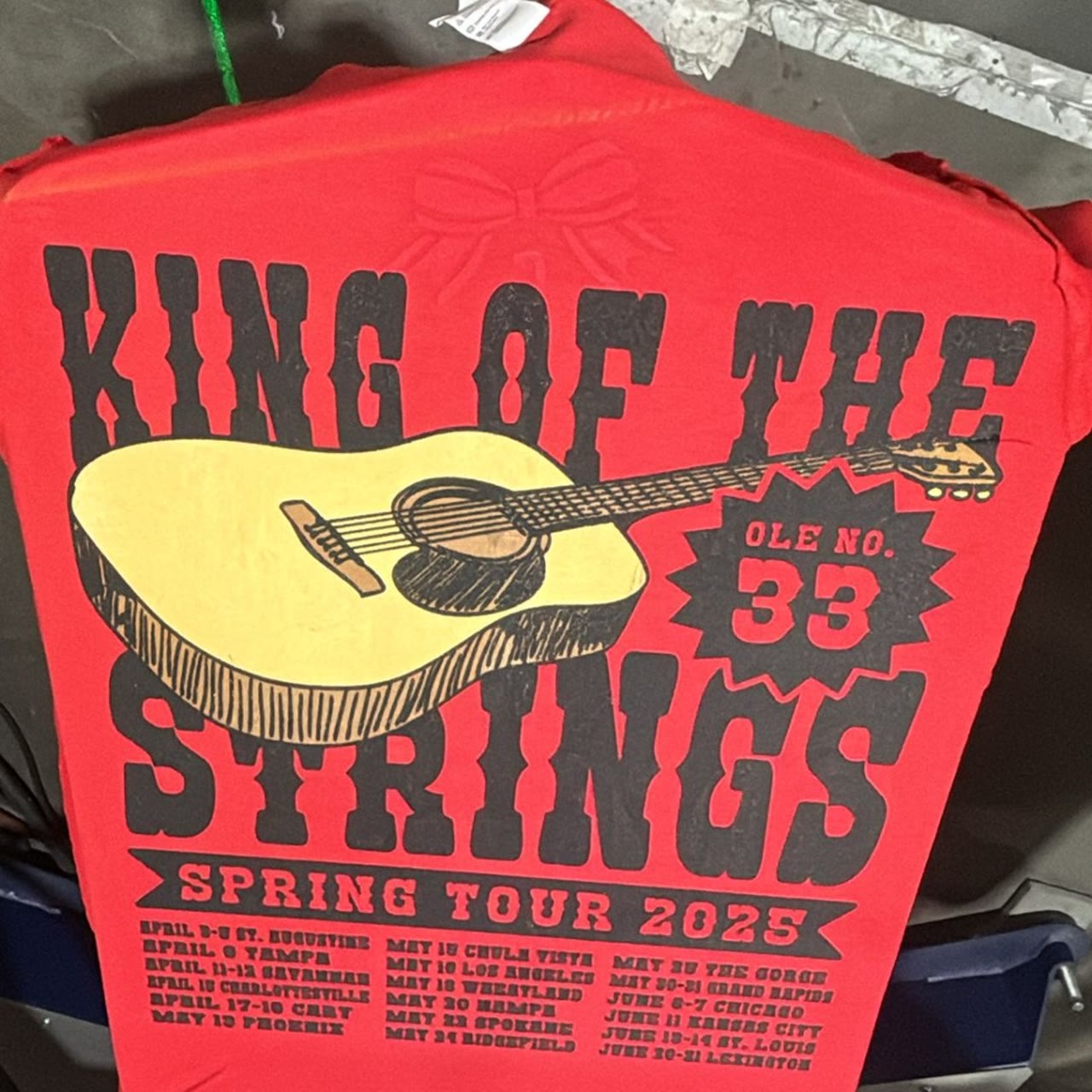 King of the Strings 2025 spring tour band merch tee screen printed in Las Vegas