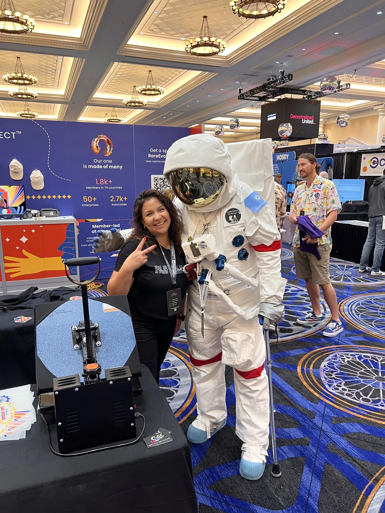 Live screen-printing demonstration at a Las Vegas sponsor booth