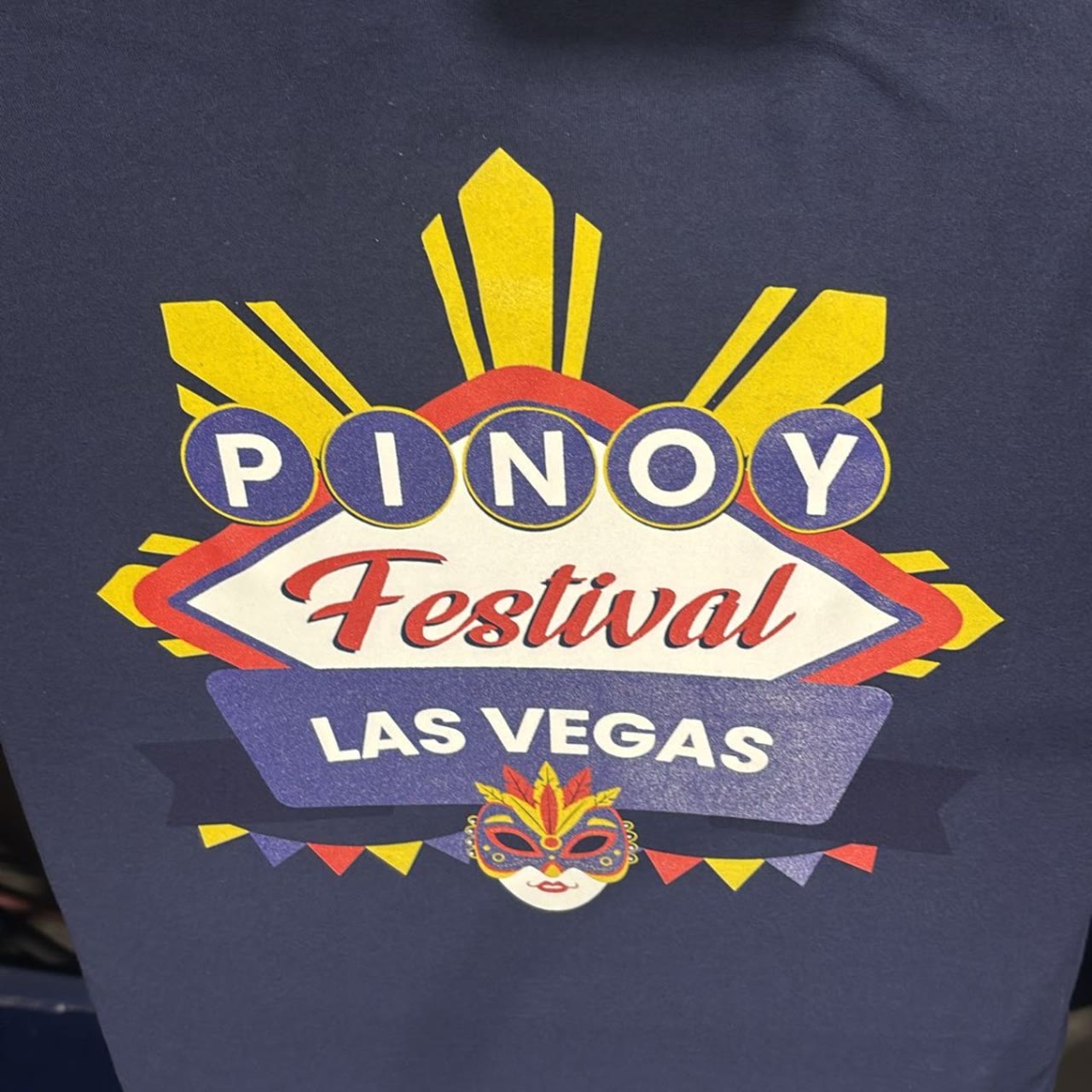 Pinoy Festival Las Vegas multi-color screen-printed event tee on navy cotton