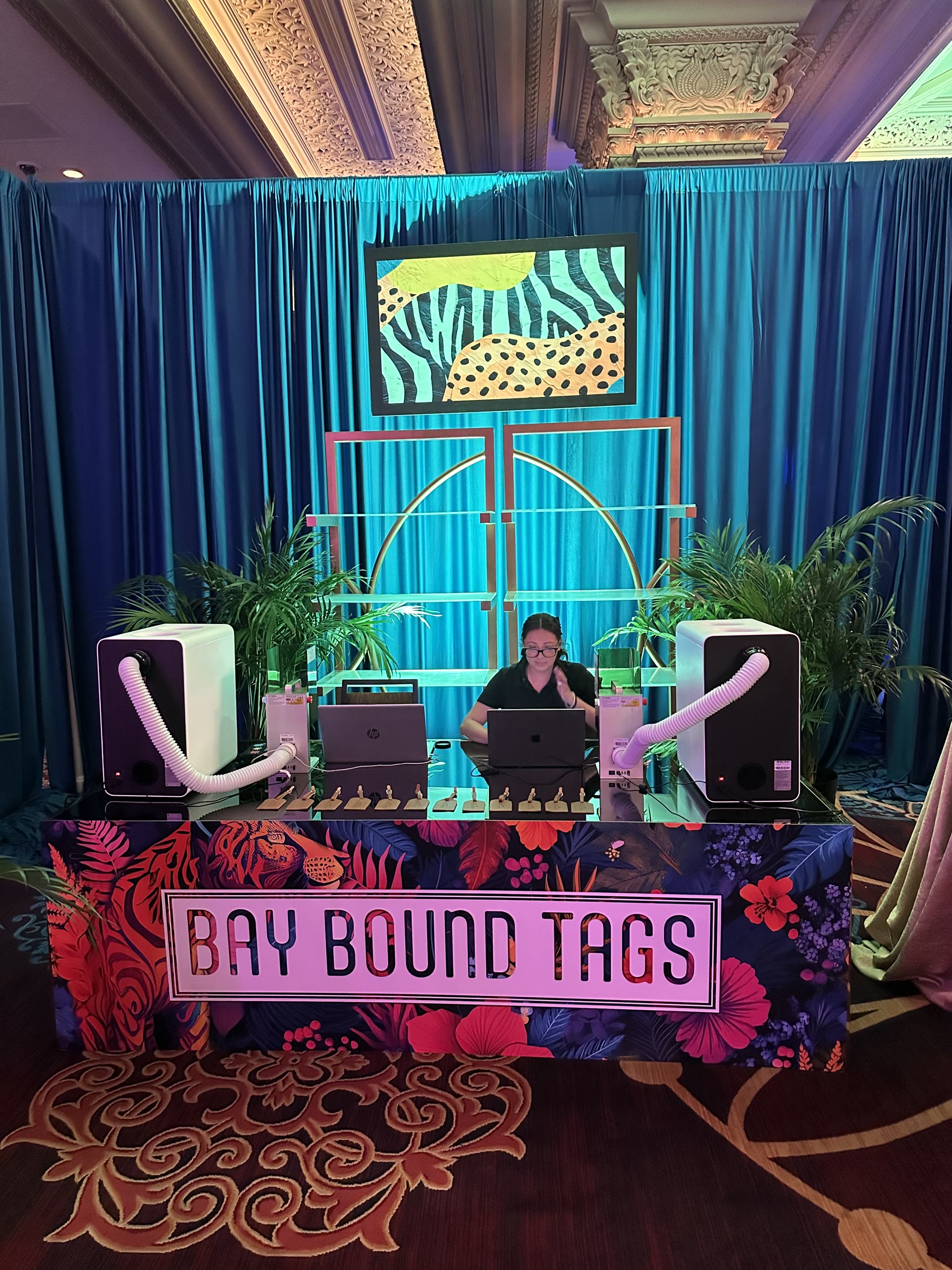 Live brand activation custom print station set up on-site at a Las Vegas event
