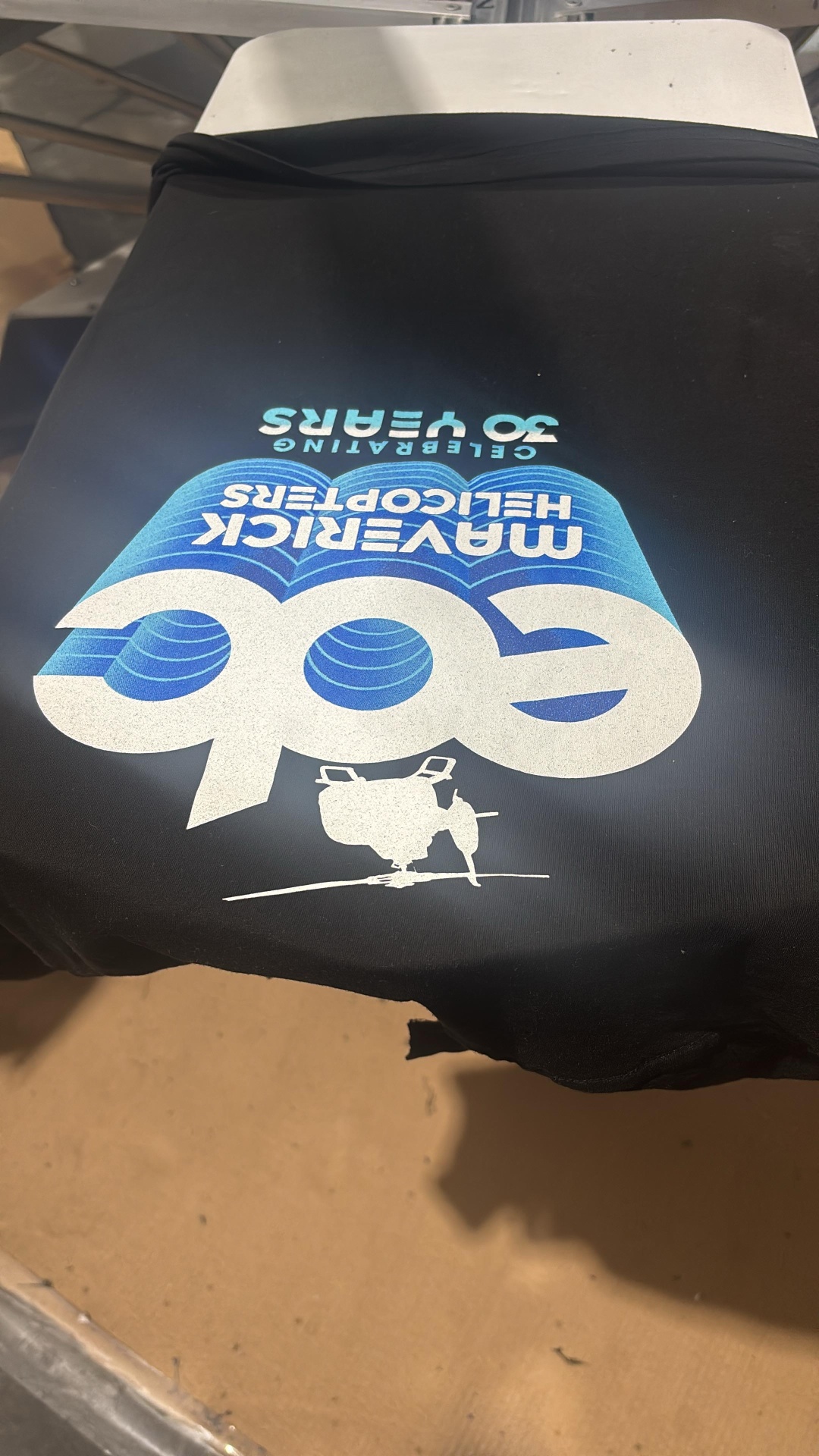 Maverick Helicopters 30 Years EDC commemorative screen-printed tee