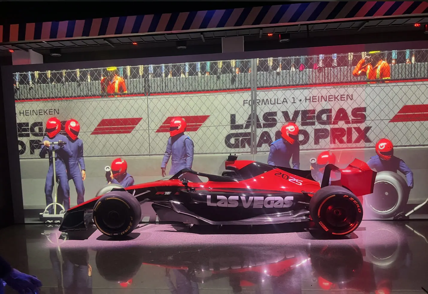 F1 Las Vegas pit display install produced by Solid Promo Prints in Las Vegas