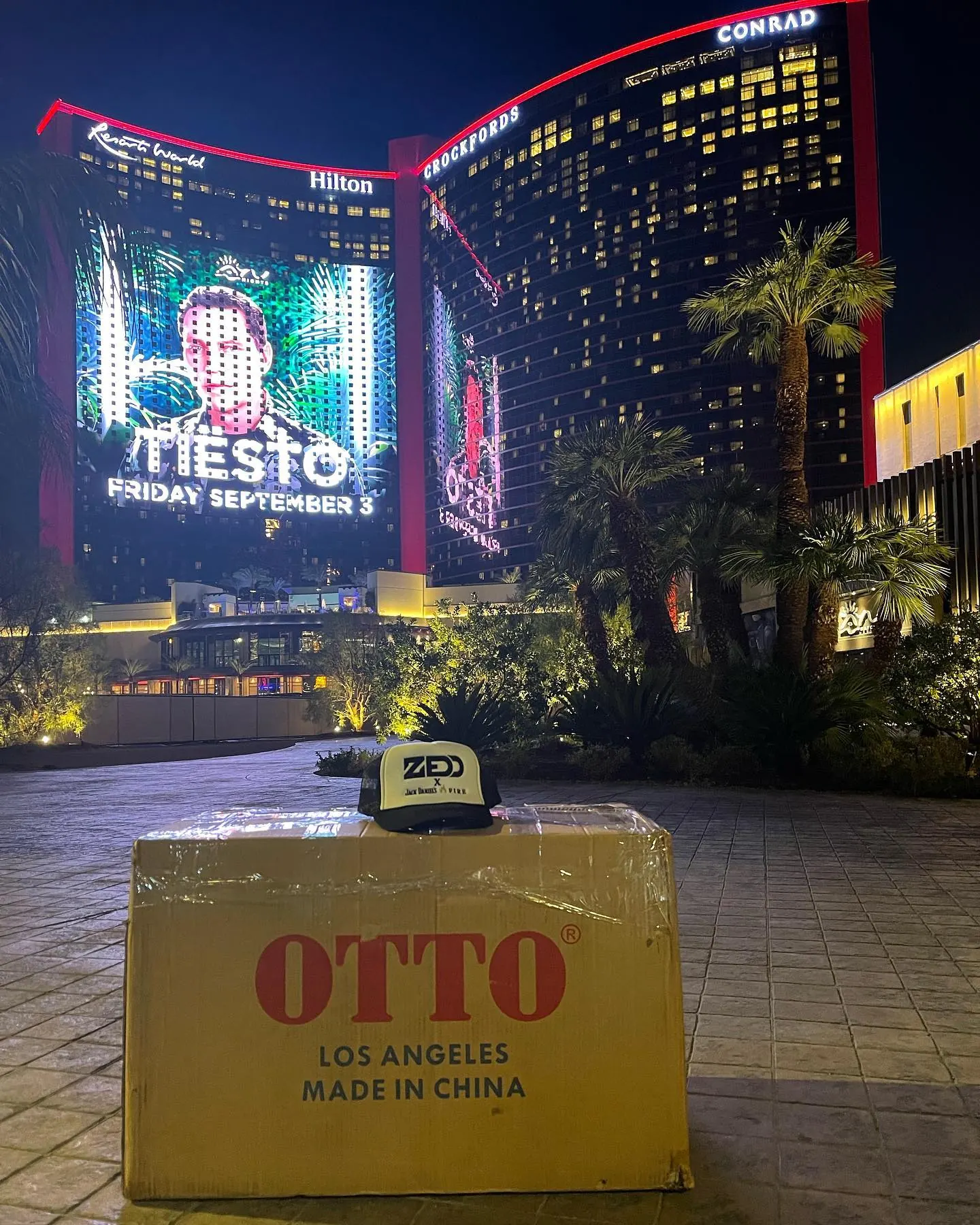Resorts World tiësto delivery drop produced by Solid Promo Prints in Las Vegas