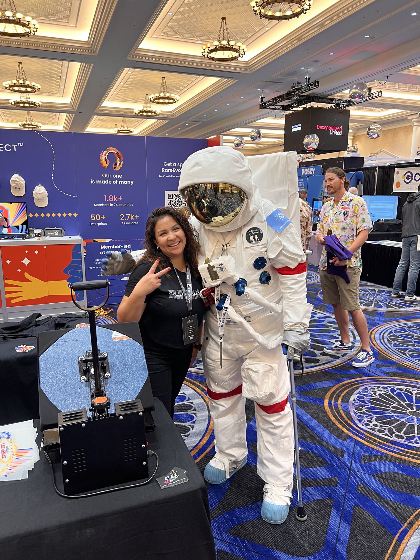 Live screen-printing demonstration at a Las Vegas sponsor booth