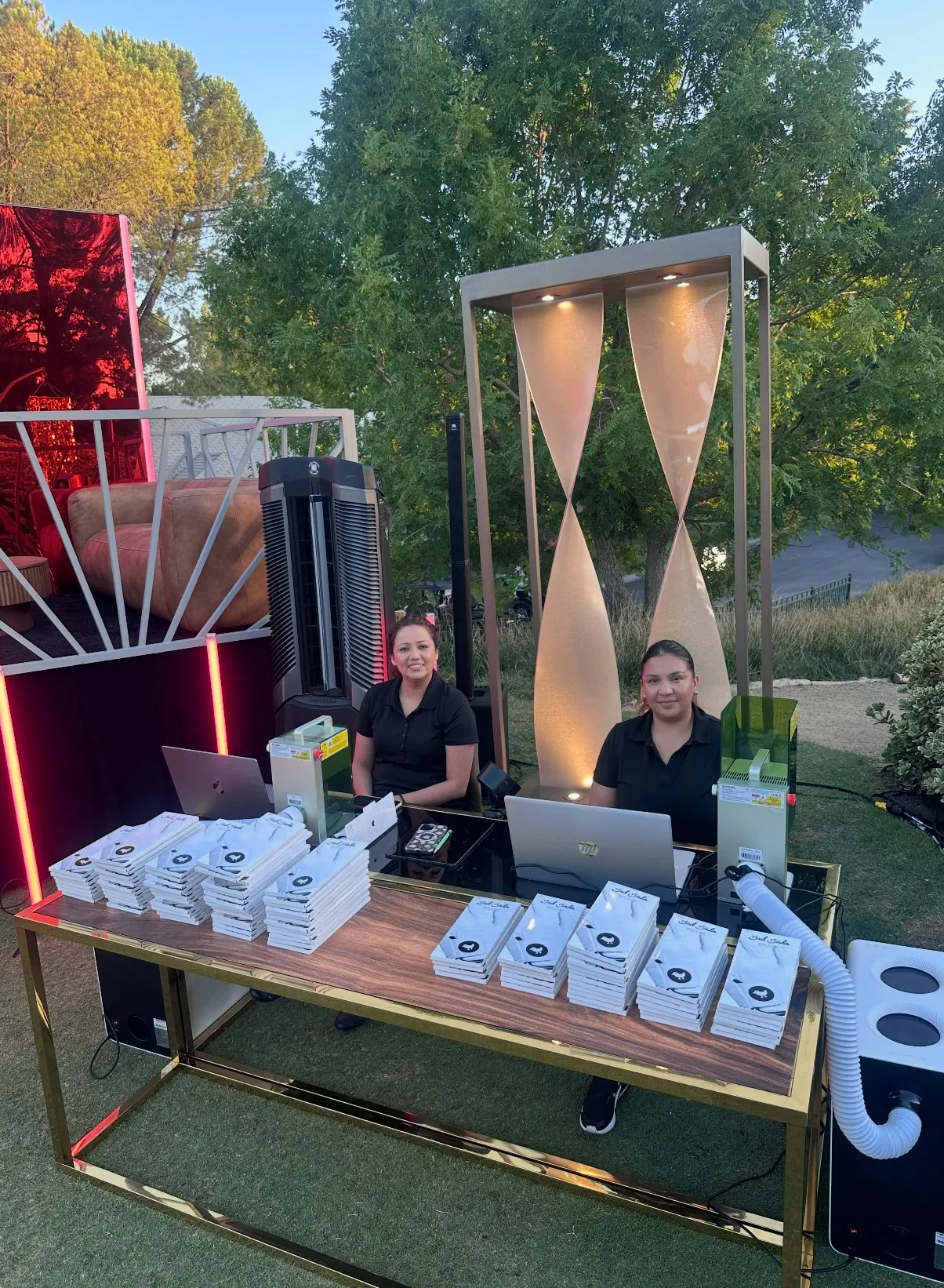 Outdoor Las Vegas brand activation with a live branded apparel station