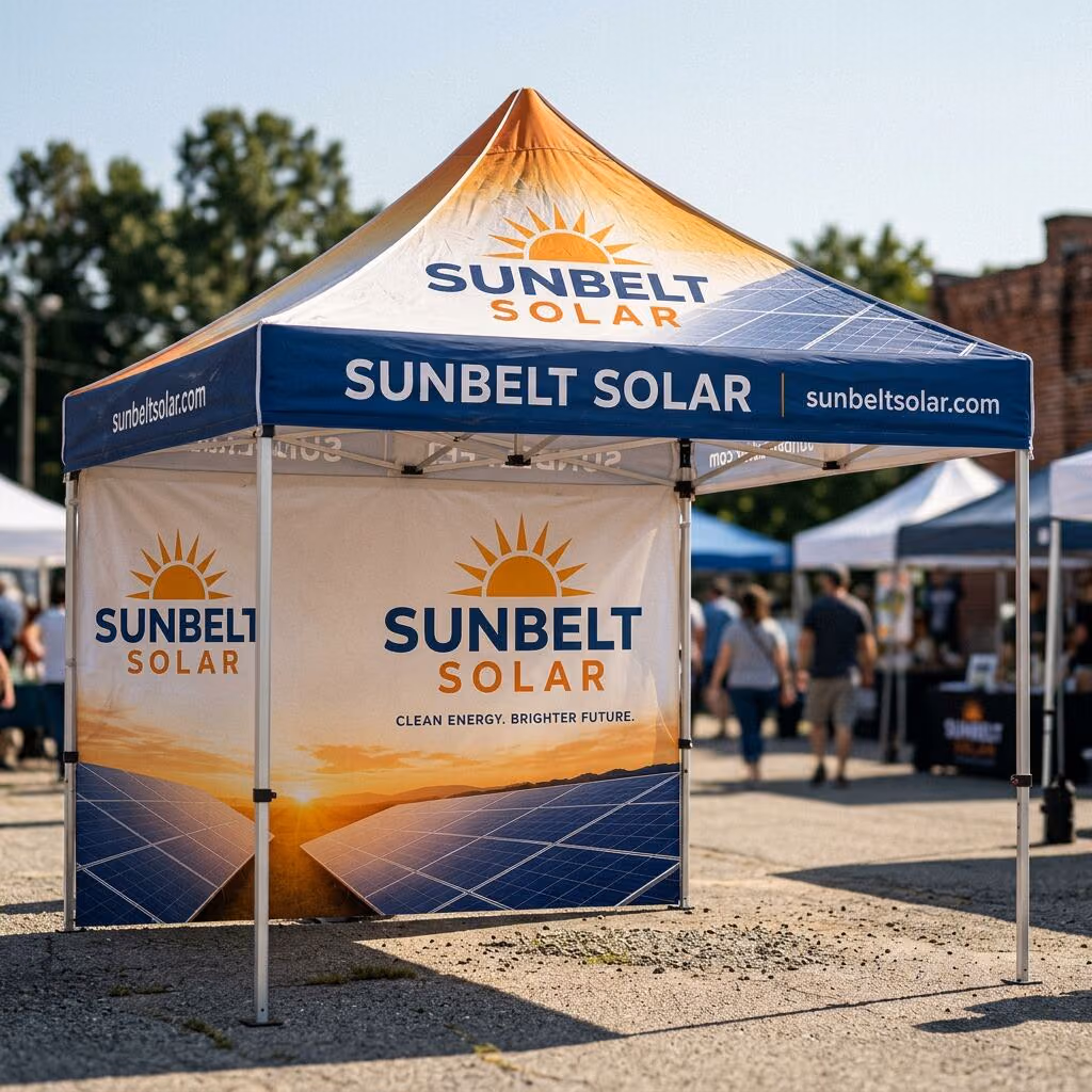 Custom printed 10x10 event canopy tent, representative product image